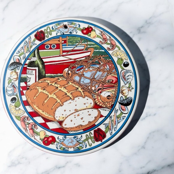 Santa Barbara Ceramic Wall Plaque with Sourdough Bread Recipe Decor - Picture 2 of 3